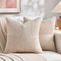 Fancy Homi 2 Packs Tan Decorative Throw Pillow Covers 18x18 Inch by Fancy+Homi