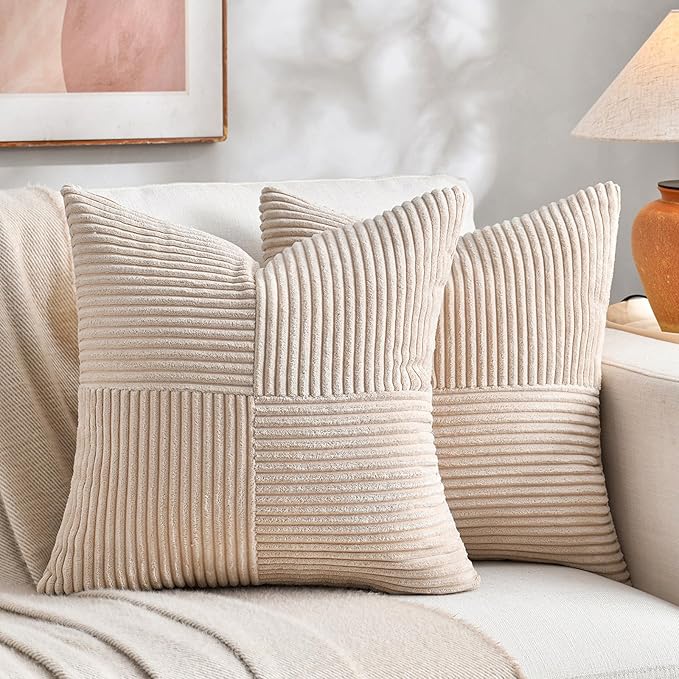 Fancy Homi 2 Packs Tan Samll Decorative Throw Pillow Covers 12x12 Inch by Fancy+Homi