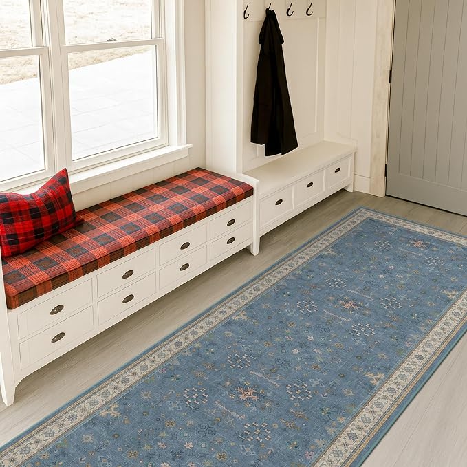 Blue Boho 2'6''x8' Wide Hallway Runner Rug - Image 6