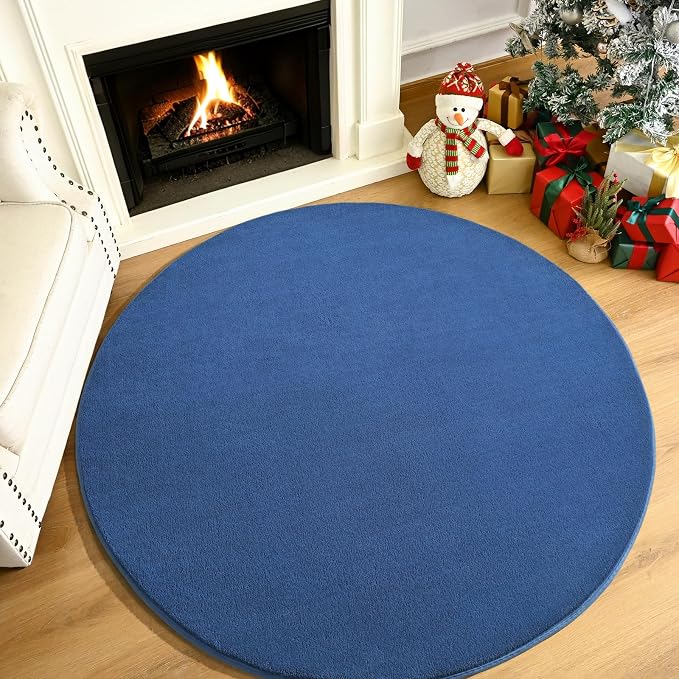 Amearea Blue Round Area Rugs 4ft Washable Circle Rugs - Image 9