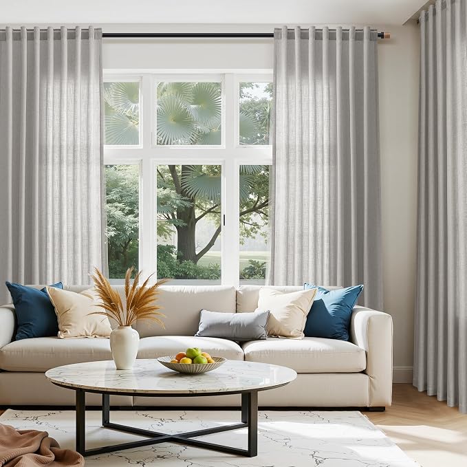 Nanspring Light Gray Linen Curtains 102 Inches Long - Image 6
