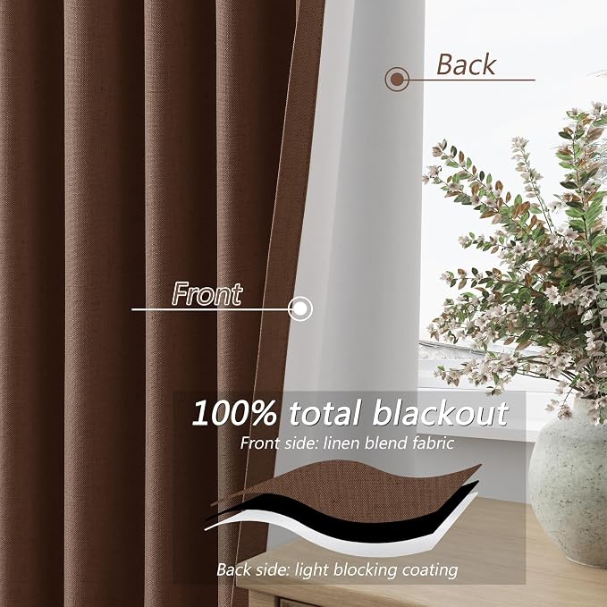 Guken 100% Blackout Curtains 90 Inch Length 2 Panels Set - Image 4