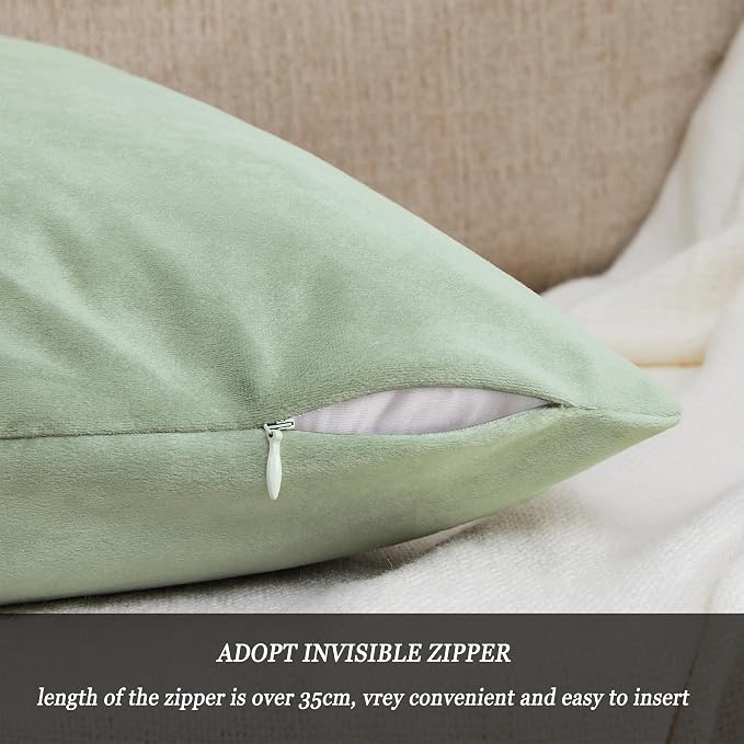 GIGIZAZA Throw Pillow Covers 22x22 Inch Sage Green Velvet Pillows Decorative - Image 4