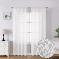 Lecloud Leia White Sheer Curtains 84 Inches Long 2 Panels, Semi Sheer Jacquard by Lecloud