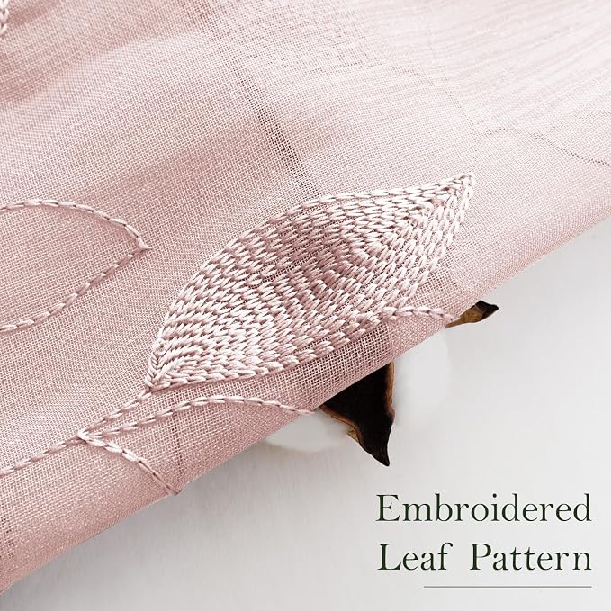 HOMEIDEAS Blush Pink Sheer Kitchen Curtains 52 x 54 Inch Length 2 Panels - Image 2