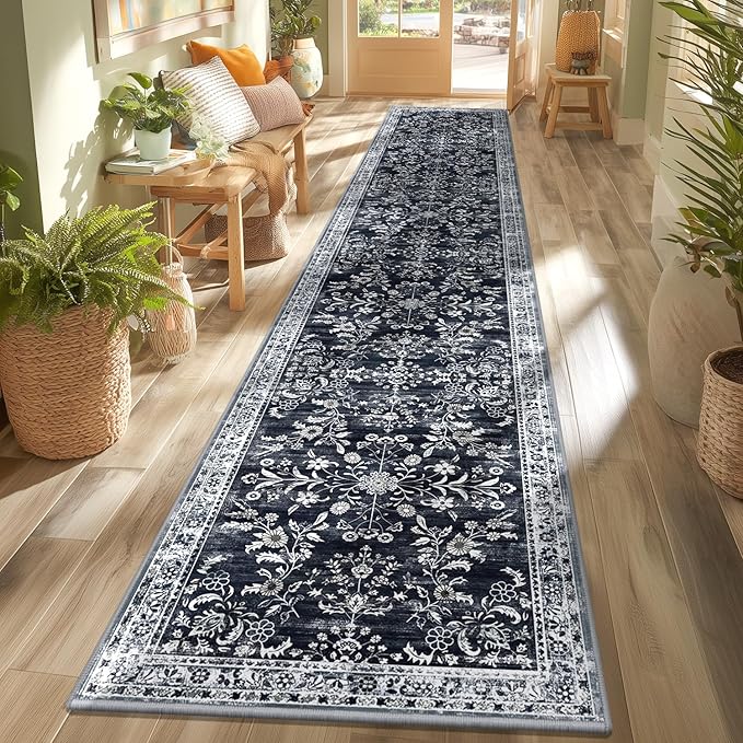 Yamaziot Washable Runner Rug 2x12 – Non Slip Boho Floral Hallway Runner Rug by Yamaziot