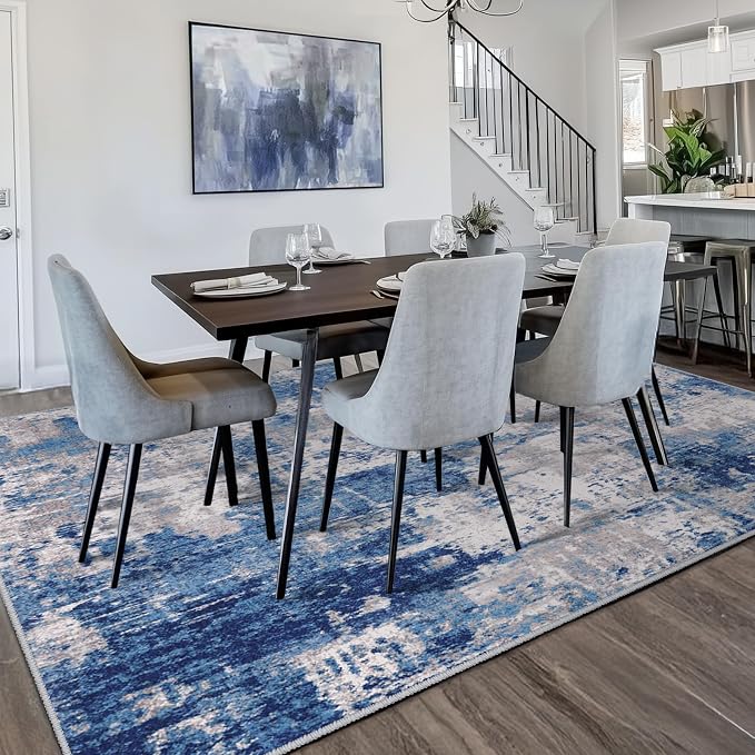 Washable Area Rugs 7'x9' Non-Slip Modern Abstract Soft - Image 2