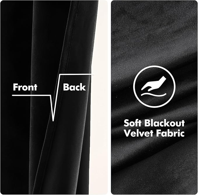 MIULEE Black Velvet Curtains 108 Inches Long Halloween Grommet Room Darkening - Image 3