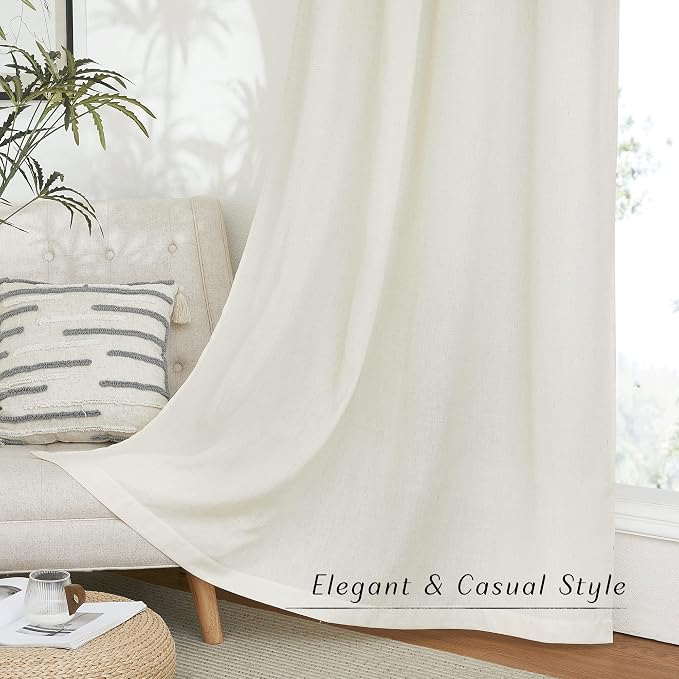 NICETOWN Thick Linen Curtains Extra Long 120 inch Length, Rustic Grommet - Image 6