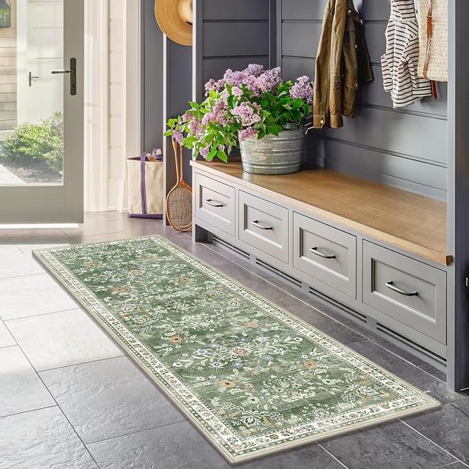 Yamaziot Washable Runner Rug 2x10 – Floral Non Slip Boho Hallway Runner Rug - Image 7