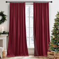 RYB HOME Burgundy Red Velvet Curtains by RYBHOME