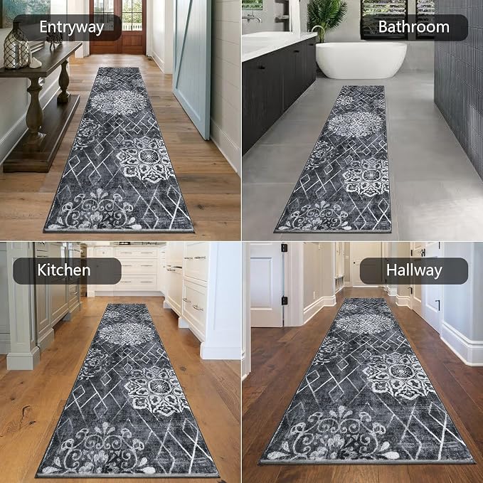 HEBE Hallway Runner Rug 2'x8' Washable Vintage Distressed Area Rugs Non Slip - Image 5