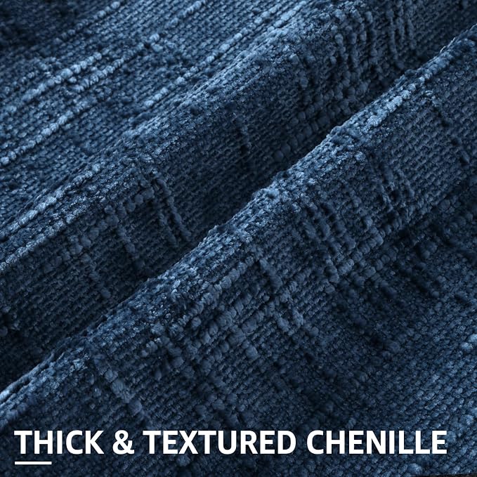 decorUhome Navy Blue Chenille Euro Sham Throw Pillow Covers 22x22 Set of 2 - Image 2