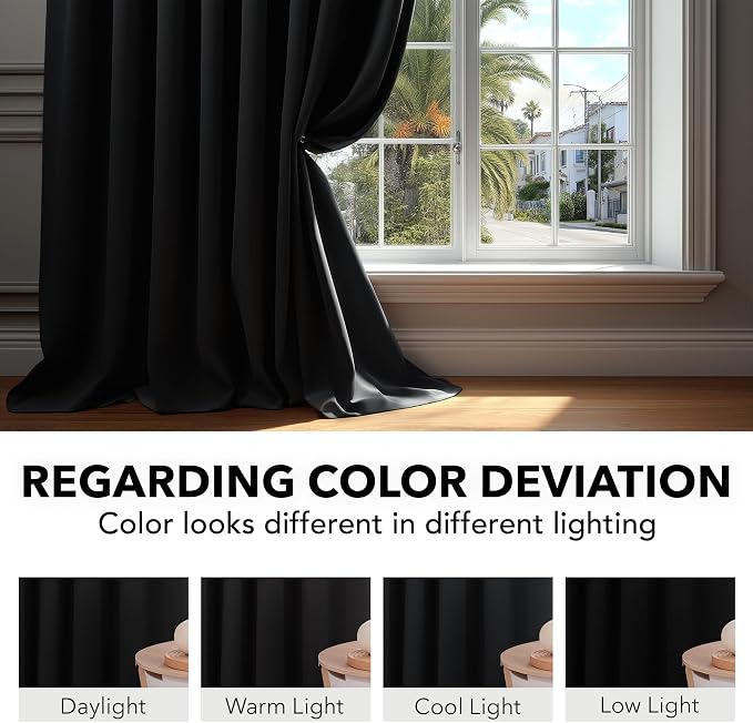 Deconovo Blackout Curtains, Thermal Insulated, W38 x L63 2 Panels, Back Tab - Image 6