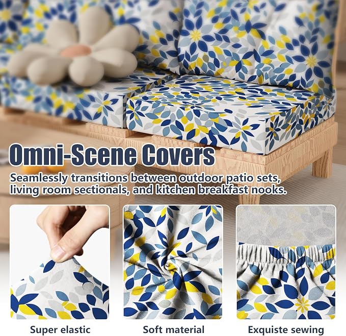 8Pcs Stretch Patio Cushion Covers, Outdoor Couch & Sofa Replacement Slipcovers - Image 4