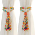 Magnetic Curtain Tiebacks, 2 Pack Colorful Agate Tassel Curtain Drapery by PEDOBO