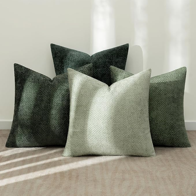 MIULEE Pack of 4 Couch Throw Pillow Covers 16x16 Inch Green Soft Decorative - Image 3