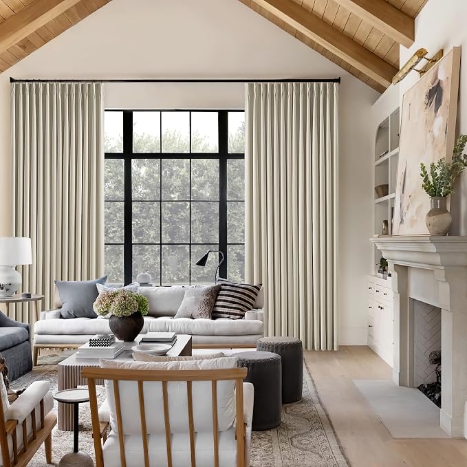 Burlywood Birch 100% Blackout Pinch Pleated Linen Curtains 92 Inches Long | - Image 8