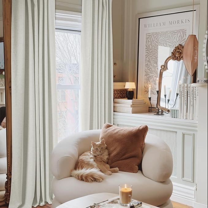 RYB HOME Ivory White 100% Blackout Curtains - Image 2