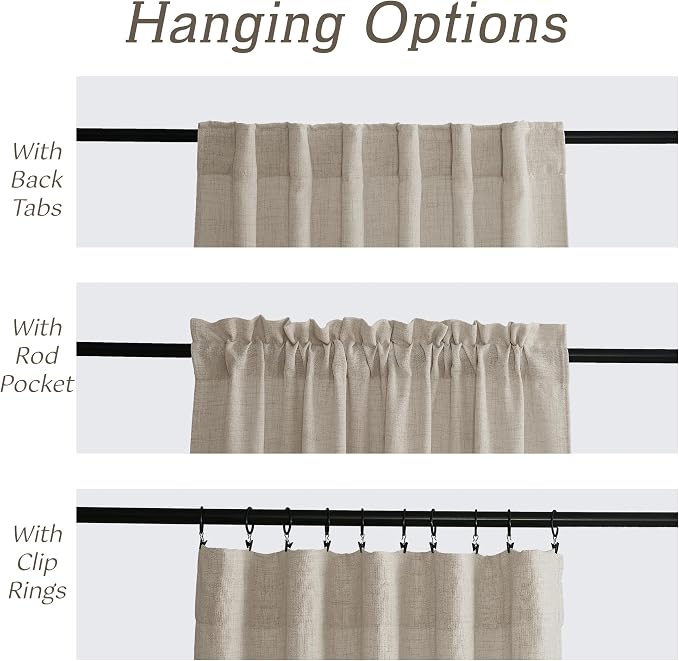 RYB HOME Natural Beige Linen Sheer Curtains 96 inches Long - Image 5