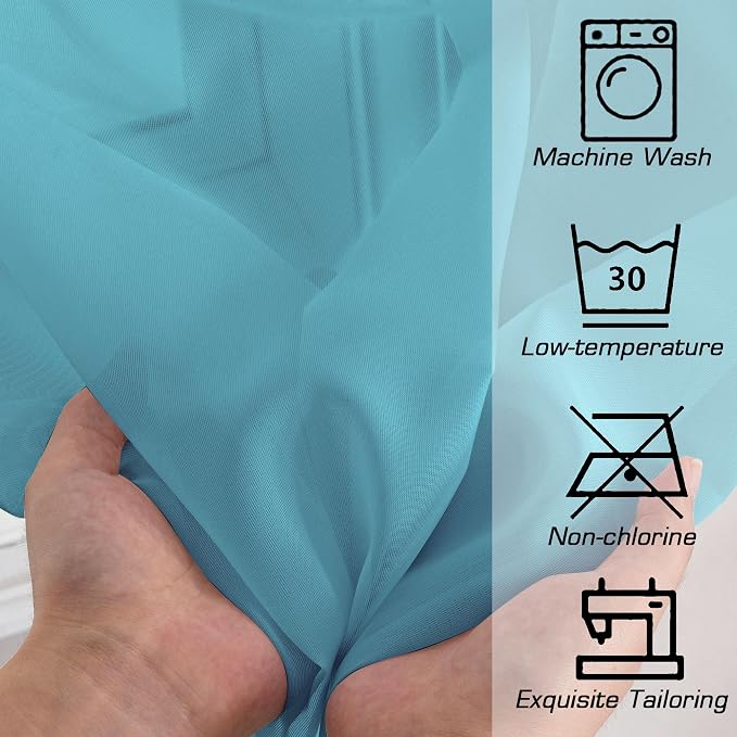 Simplebrand Turquoise Sheer Curtains 72 Inches Long 2 Panels - Image 7