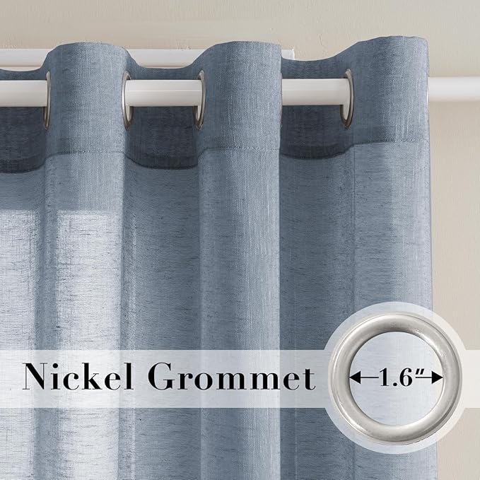 H.VERSAILTEX Linen Curtain Panel Flax Linen Blended Curtain Pair Extra Long - Image 2