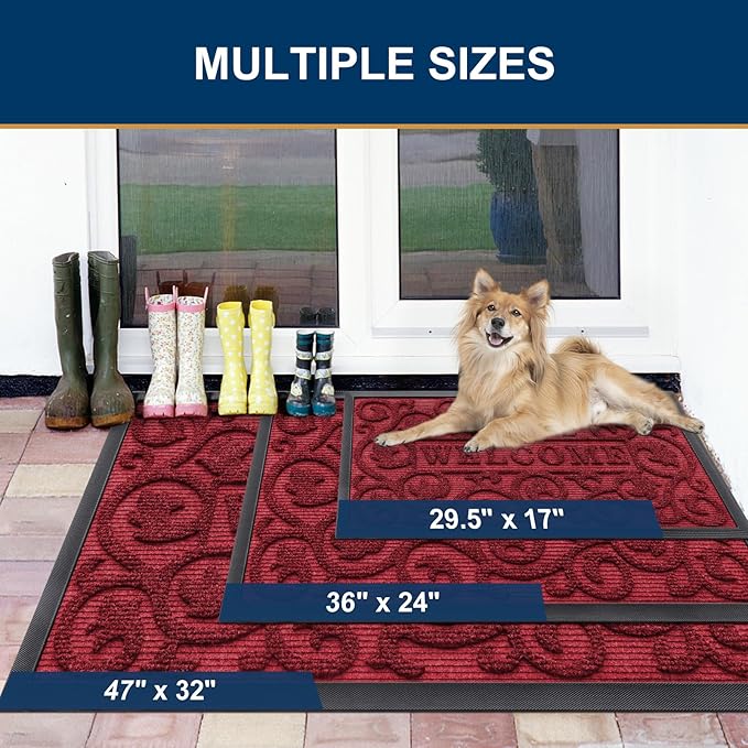 Smiry Welcome Door Mat Outside Entrance, Heavy Duty Trap Dirt and Moisture Easy - Image 2