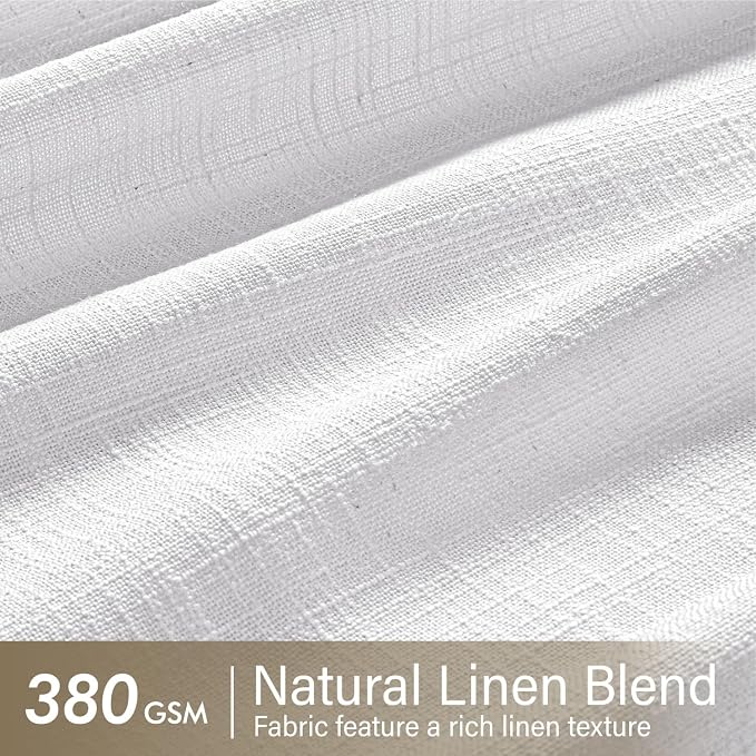 MIULEE Pinch Pleated White Thick Linen Curtains 102 Inches Long 2 Panels - Image 4