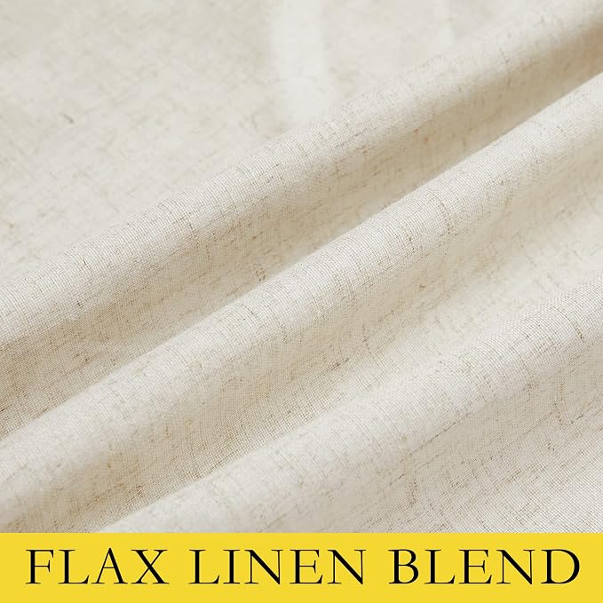 NICETOWN Natural Thick Linen Blend 100% Blackout Curtains 70" Long 2 Panels Set - Image 8