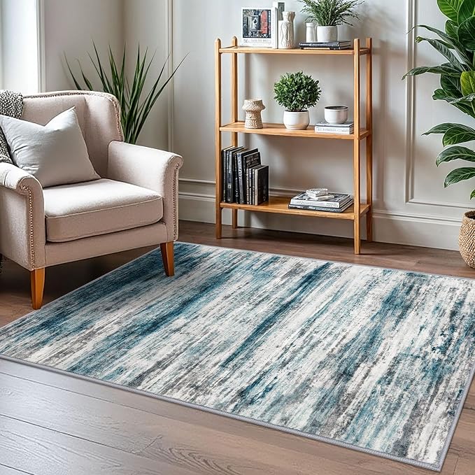 KOZYFLY Modern Abstract 3x5 Entryway Rug Non-Slip Washable Area Rug, Soft - Image 7