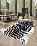 Zebra Print Rug for Living Room, Faux Fur Zebra Hide 5.2x7 Feet Animal Skin Rug by WARMHAVEN