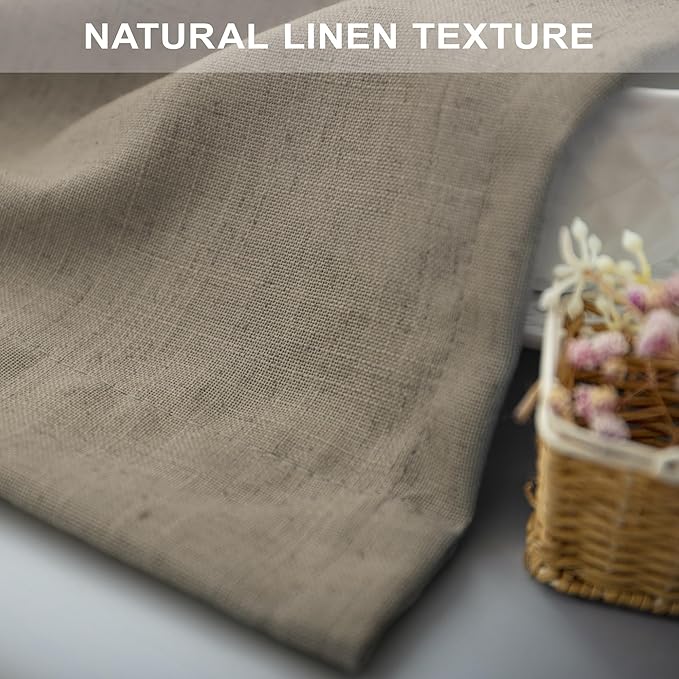 Pitalk Taupe Short Linen Curtain Living Room Back Tab Rod Pocket Lightweight - Image 7
