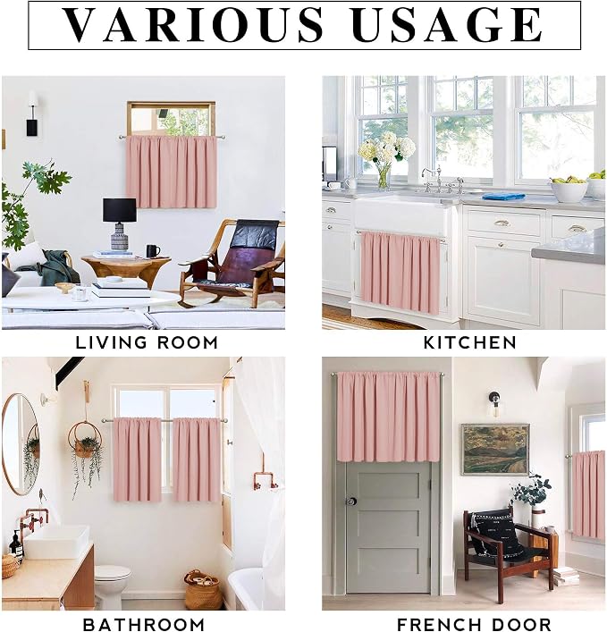 RYB HOME Kitchen Blackout Curtains Over Sink 36 inch Length, Rod Pocket Summer - Image 6
