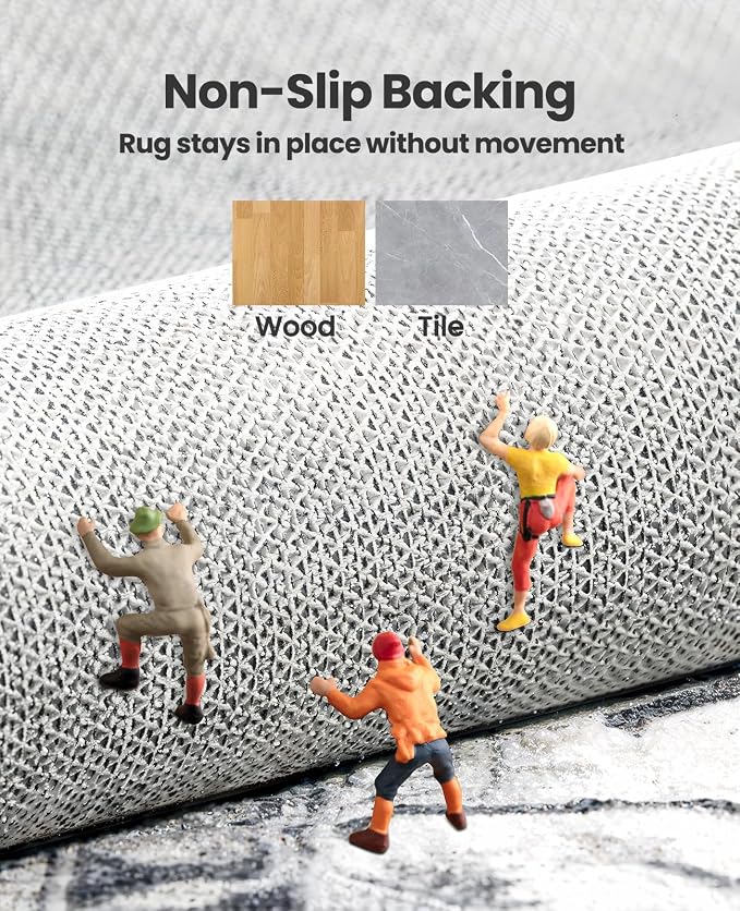 AMADA HOMEFURNISHING 8x10 Area Rugs, Low-Profile Large Washable Area Rug - Image 4