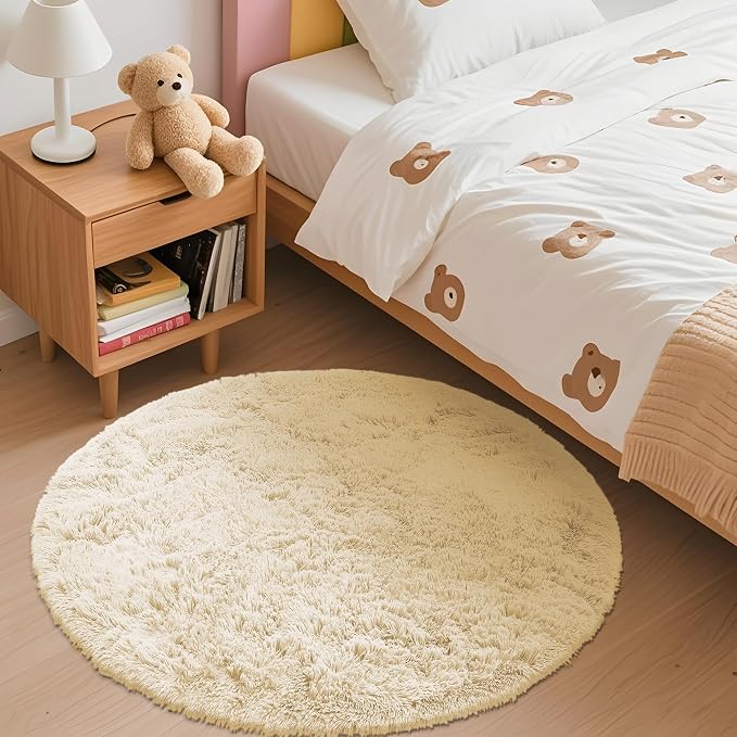 OLANLY Cream Round Rugs for Bedroom - Image 3