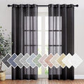 NICETOWN Black Sheer Curtains 84 inches Long, Grommet Semi Sheer Linen Drapes by NICETOWN