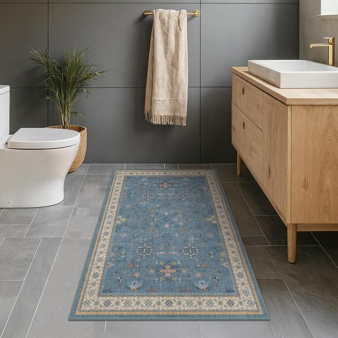 Washable Blue Rugs for Entryway Indoor - Image 6