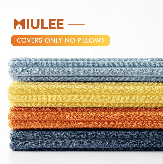 MIULEE Pack of 4 Blue-Orange Corduroy Decorative Throw Pillow Covers 18x18 Inch - Image 3