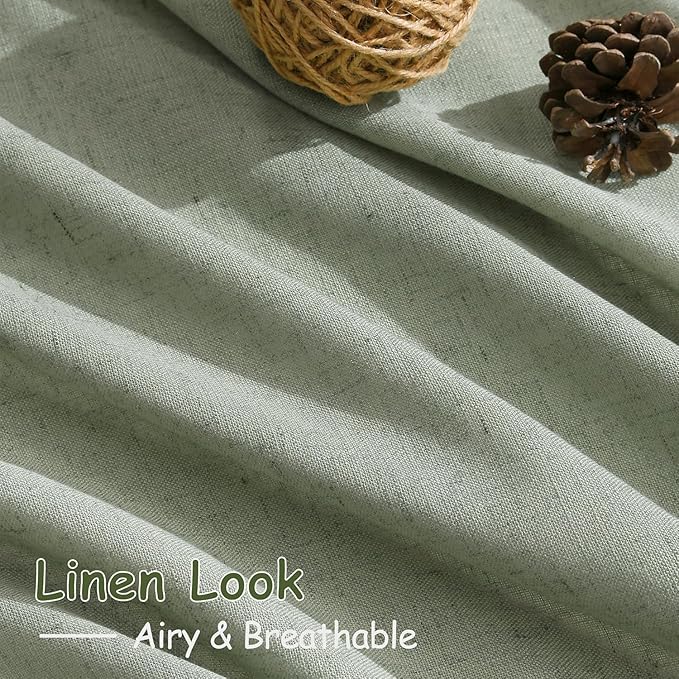 Desert Sage Linen Curtains for Living Room 100 Inches Long Light Filtering Semi - Image 4