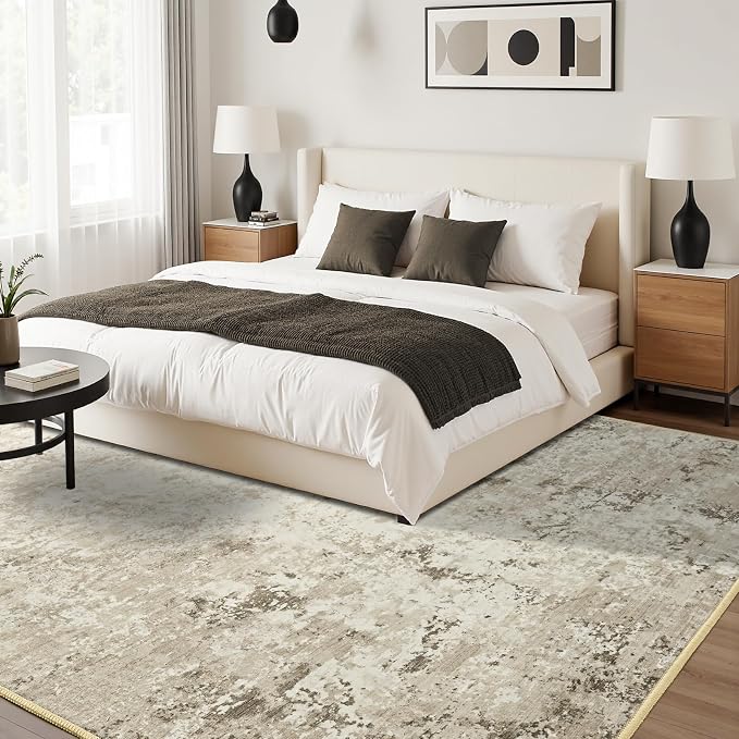 Toneed Abstract Area Rug 7x9 Modern Washable Rug Soft Non Slip Rug Low Pile - Image 3