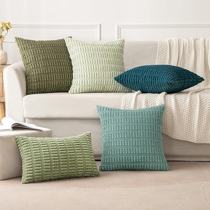 MIULEE Pack of 2 Corduroy Decorative Throw Pillow Covers 18x18 Inch Soft Boho - Image 5
