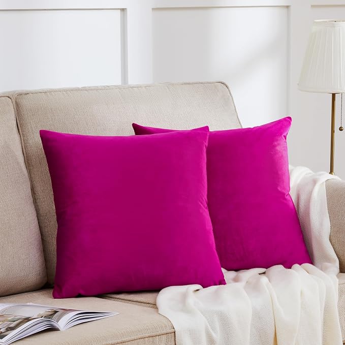 GIGIZAZA 18x18 Pillow Covers Set of 2 Velvet Throw Pillows Decorative Hot Pink - Image 9