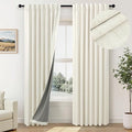 Bedroom Blackout Curtains 68 Inch Length 2 Panel Set Natural Linen Textured by Pitalk