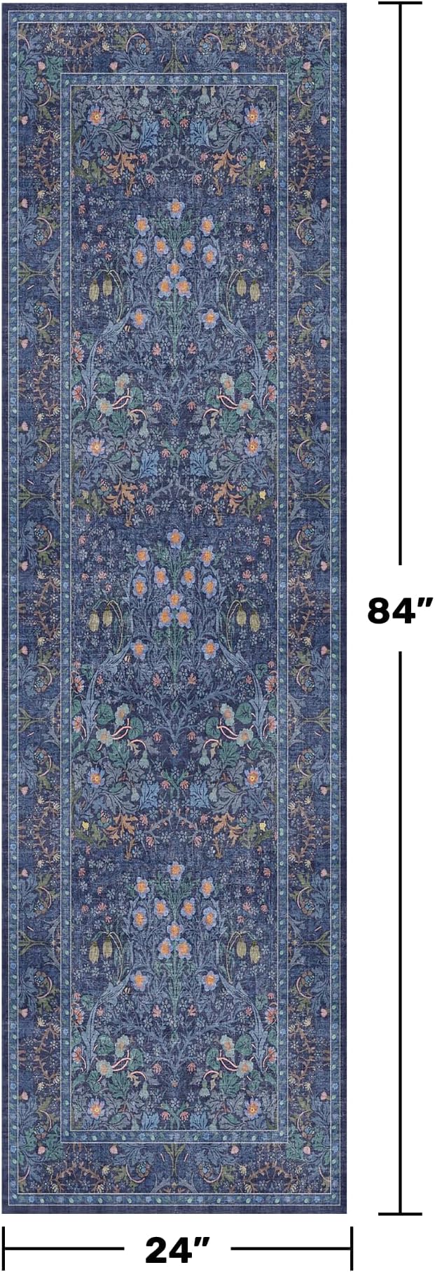 Non Slip 2x7 Dark Blue Runner Washable - Image 2