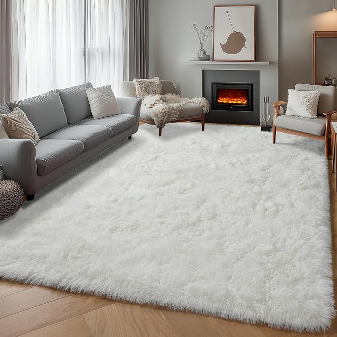 ONASAR Cream White Area Rugs for Bedroom Living Room, Fluffy 4x6 Indoor Bedside - Image 5