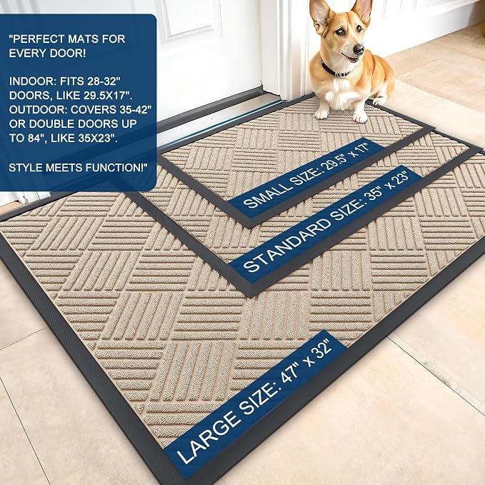 OLANLY Front Door Mat Outside Entrance 35x23, Waterproof Heavy-Duty Doormat | - Image 2