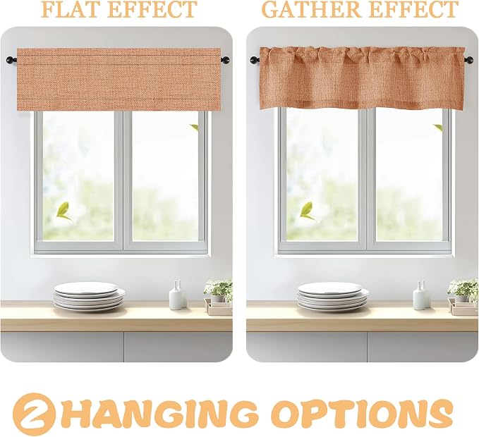 OWENIE Orange Valances for Windows 1 Pcs, Light Filtering Textured Farmhouse - Image 5