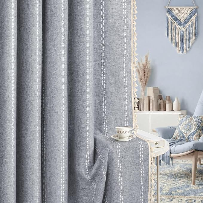 Blue Boho Blackout Curtains 2 Panels 84 Inch - Image 8