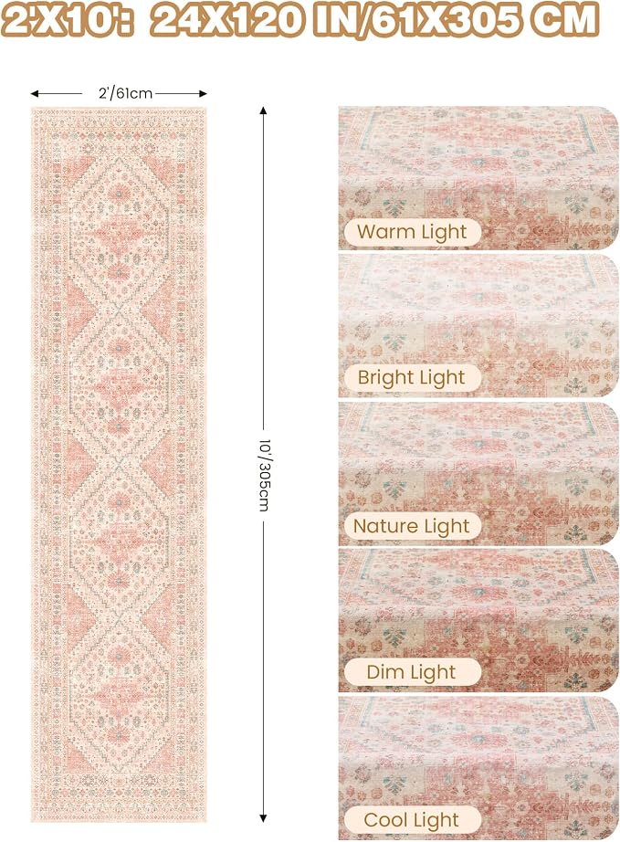Runner Rug 2x10, Ultra-Thin Kitchen Rugs Non Slip Washable Rugs - Image 2