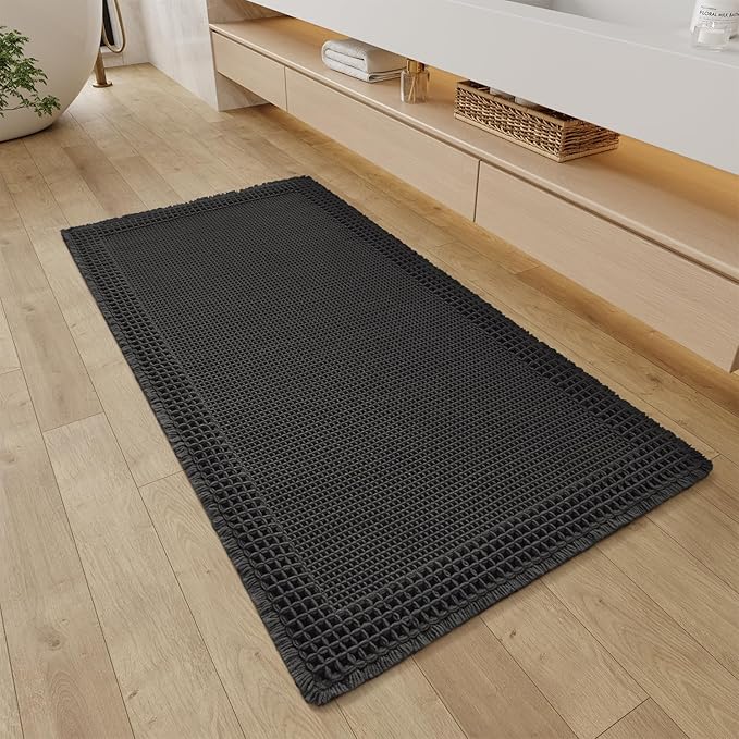 RESARE Waffle Bathroom Runner Rugs, Super Absorbent Bath Mat Non Slip Washable by Resare